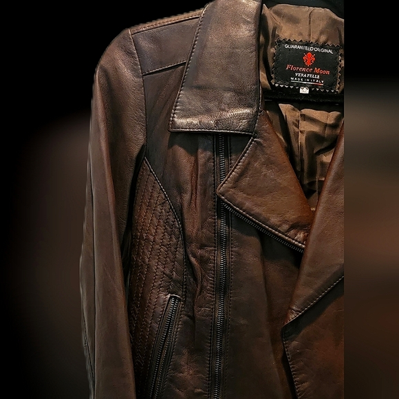 Gorgeous Brand New Brown Italian Leather Jacket size xs/s - Picture 2 of 2